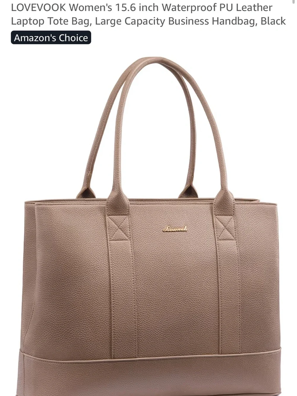 Taupe Leather Laptop Tote